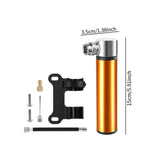 Maxbell Mini Bicycle Pump CNC Fast Inflation Repair Tool Universal 120 PSI Tire Pump Gold and Bracket
