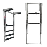 Maxbell 4 Step Telescoping Marine Ladder Pontoon Boat Ladder for Dinghy Pontoon Boat