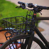 Maxbell Front Bike Basket Carrier Panniers Aluminum Alloy Detachable Bike Cargo Rack Black Iron Sheet