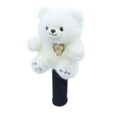 Maxbell Fairway Wood Golf Club Headcover Plush Bear Animal Soft Golf Club Head Cover White