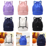 Maxbell Drawstring Backpack Basketball Lightweight Waterproof with Shoes Compartment Purple