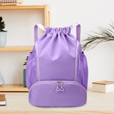 Maxbell Drawstring Backpack Basketball Lightweight Waterproof with Shoes Compartment Purple