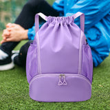 Maxbell Drawstring Backpack Basketball Lightweight Waterproof with Shoes Compartment Purple