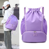 Maxbell Drawstring Backpack Basketball Lightweight Waterproof with Shoes Compartment Purple
