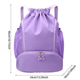 Maxbell Drawstring Backpack Basketball Lightweight Waterproof with Shoes Compartment Purple