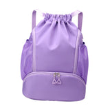 Maxbell Drawstring Backpack Basketball Lightweight Waterproof with Shoes Compartment Purple