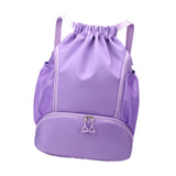 Maxbell Drawstring Backpack Basketball Lightweight Waterproof with Shoes Compartment Purple