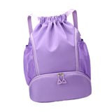Maxbell Drawstring Backpack Basketball Lightweight Waterproof with Shoes Compartment Purple