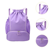 Maxbell Drawstring Backpack Basketball Lightweight Waterproof with Shoes Compartment Purple