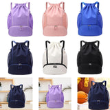 Maxbell Drawstring Backpack Basketball Lightweight Waterproof with Shoes Compartment Purple