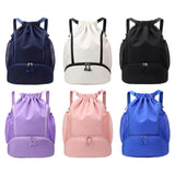 Maxbell Drawstring Backpack Basketball Lightweight Waterproof with Shoes Compartment Purple