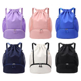 Maxbell Drawstring Backpack Basketball Lightweight Waterproof with Shoes Compartment Purple
