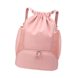 Maxbell Drawstring Backpack Basketball Lightweight Waterproof with Shoes Compartment Pink