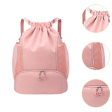 Maxbell Drawstring Backpack Basketball Lightweight Waterproof with Shoes Compartment Pink