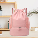 Maxbell Drawstring Backpack Basketball Lightweight Waterproof with Shoes Compartment Pink