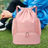 Maxbell Drawstring Backpack Basketball Lightweight Waterproof with Shoes Compartment Pink