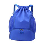 Maxbell Drawstring Backpack Basketball Lightweight Waterproof with Shoes Compartment Blue