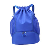 Maxbell Drawstring Backpack Basketball Lightweight Waterproof with Shoes Compartment Blue