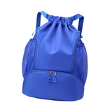 Maxbell Drawstring Backpack Basketball Lightweight Waterproof with Shoes Compartment Blue