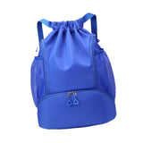 Maxbell Drawstring Backpack Basketball Lightweight Waterproof with Shoes Compartment Blue