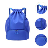 Maxbell Drawstring Backpack Basketball Lightweight Waterproof with Shoes Compartment Blue