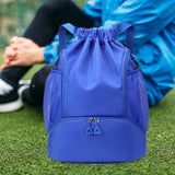 Maxbell Drawstring Backpack Basketball Lightweight Waterproof with Shoes Compartment Blue