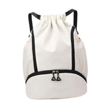 Maxbell Drawstring Backpack Basketball Lightweight Waterproof with Shoes Compartment White