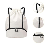 Maxbell Drawstring Backpack Basketball Lightweight Waterproof with Shoes Compartment White