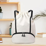 Maxbell Drawstring Backpack Basketball Lightweight Waterproof with Shoes Compartment White