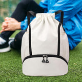 Maxbell Drawstring Backpack Basketball Lightweight Waterproof with Shoes Compartment White