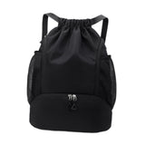 Maxbell Drawstring Backpack Basketball Lightweight Waterproof with Shoes Compartment Black