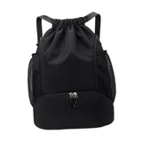 Maxbell Drawstring Backpack Basketball Lightweight Waterproof with Shoes Compartment Black