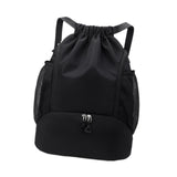 Maxbell Drawstring Backpack Basketball Lightweight Waterproof with Shoes Compartment Black