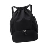 Maxbell Drawstring Backpack Basketball Lightweight Waterproof with Shoes Compartment Black