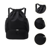 Maxbell Drawstring Backpack Basketball Lightweight Waterproof with Shoes Compartment Black