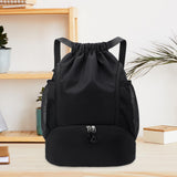 Maxbell Drawstring Backpack Basketball Lightweight Waterproof with Shoes Compartment Black