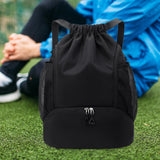 Maxbell Drawstring Backpack Basketball Lightweight Waterproof with Shoes Compartment Black