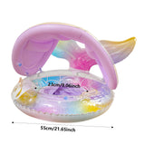 Maxbell Mermaid Pool Float Inflatable Swimming Ring for Vacation Beach Swimming Pool with Seat and Canopy