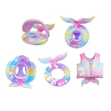 Maxbell Mermaid Pool Float Inflatable Swimming Ring for Vacation Beach Swimming Pool with Seat and Canopy