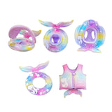 Maxbell Mermaid Pool Float Inflatable Swimming Ring for Vacation Beach Swimming Pool with Seat and Canopy