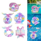 Maxbell Mermaid Pool Float Inflatable Swimming Ring for Vacation Beach Swimming Pool with Seat and Canopy