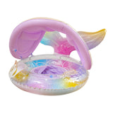 Maxbell Mermaid Pool Float Inflatable Swimming Ring for Vacation Beach Swimming Pool with Seat and Canopy