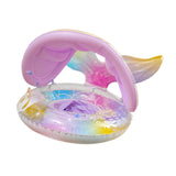 Maxbell Mermaid Pool Float Inflatable Swimming Ring for Vacation Beach Swimming Pool with Seat and Canopy