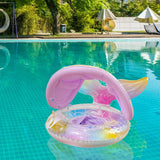 Maxbell Mermaid Pool Float Inflatable Swimming Ring for Vacation Beach Swimming Pool with Seat and Canopy