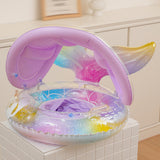 Maxbell Mermaid Pool Float Inflatable Swimming Ring for Vacation Beach Swimming Pool with Seat and Canopy
