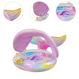 Maxbell Mermaid Pool Float Inflatable Swimming Ring for Vacation Beach Swimming Pool with Seat and Canopy