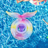 Maxbell Mermaid Pool Float Inflatable Swimming Ring for Vacation Beach Swimming Pool with Seat