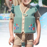 Maxbell Kids Swim Vest Boys Girls Swim Jacket for Beach Playing  Green Stripes