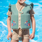 Maxbell Kids Swim Vest Boys Girls Swim Jacket for Beach Playing  Green Stripes