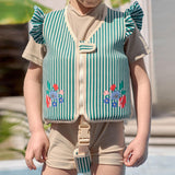 Maxbell Kids Swim Vest Boys Girls Swim Jacket for Beach Playing  Green Stripes